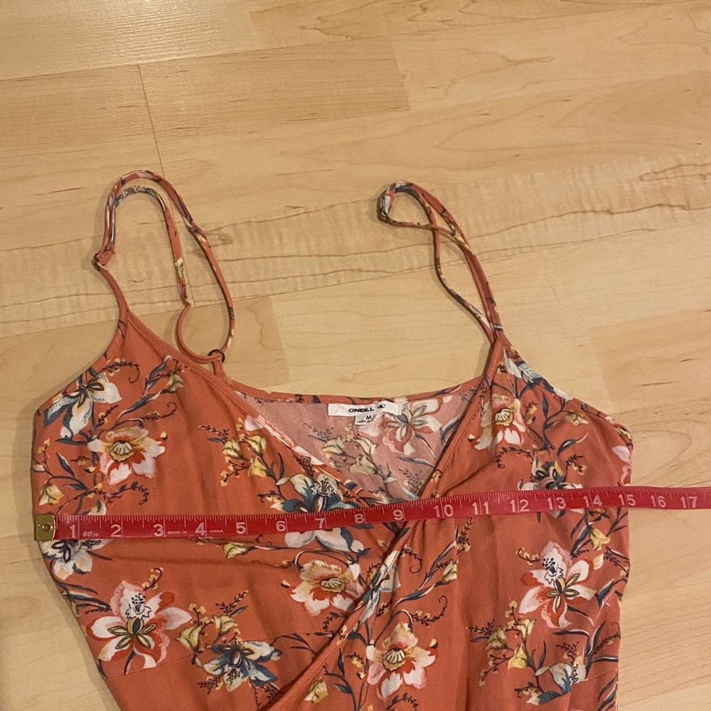 O’Neill Rust Orange Floral Wrap Midi Dress Size Medium - Picture 2 of 6
